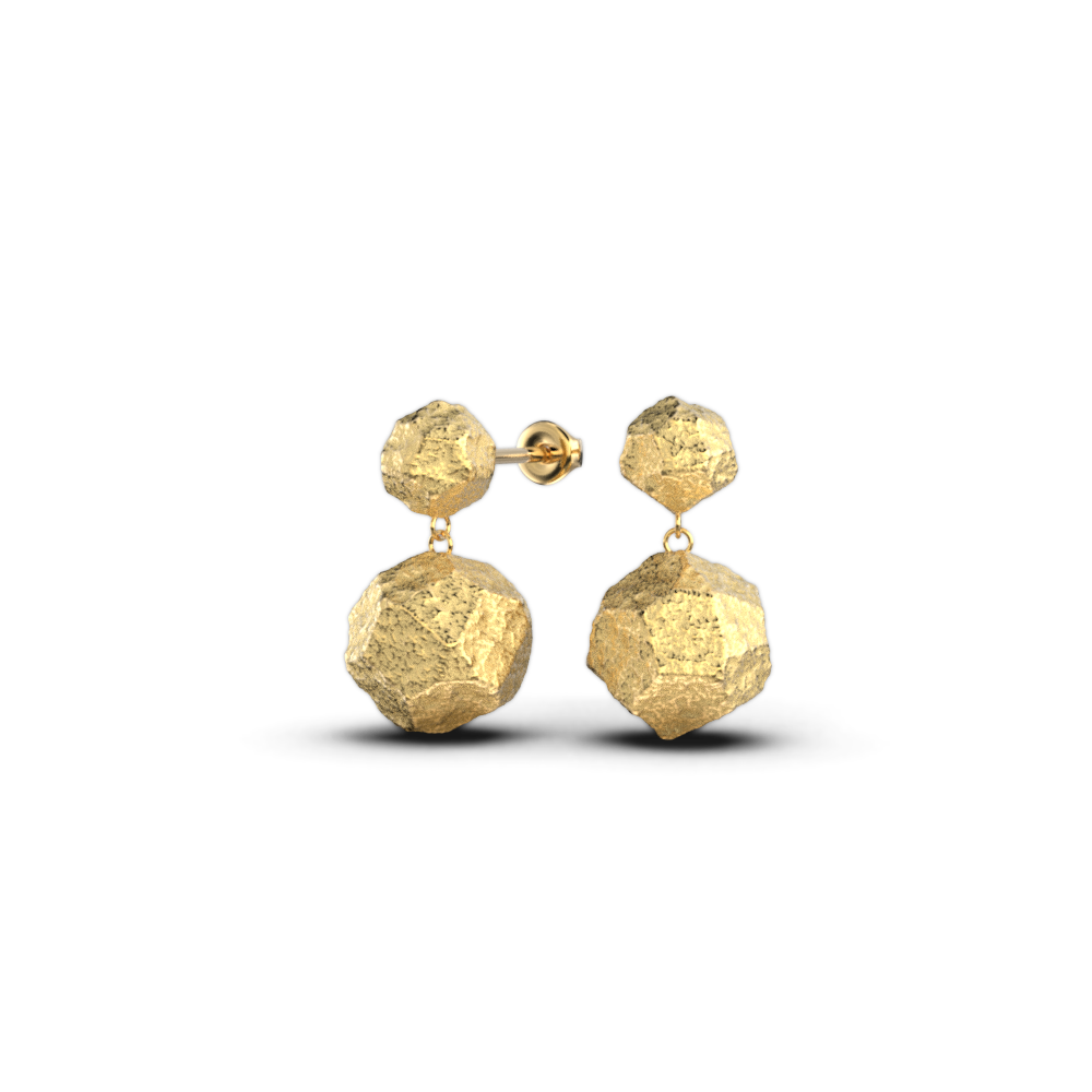 Two Gold Beads Dangle Earrings - Oltremare Gioielli