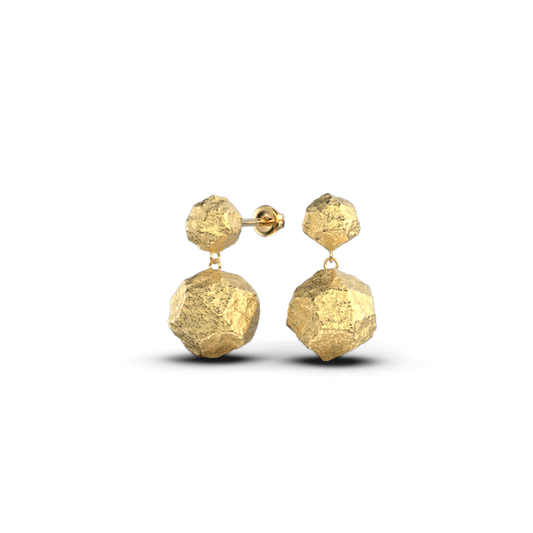 Two Gold Beads Dangle Earrings - Oltremare Gioielli
