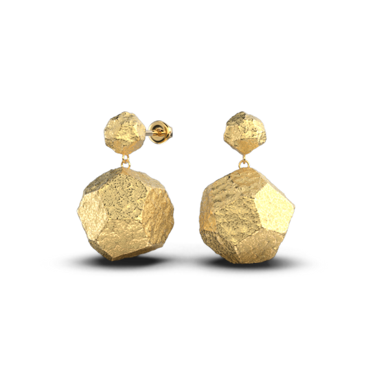 Large Gold Beads Dangle Earrings - Oltremare Gioielli